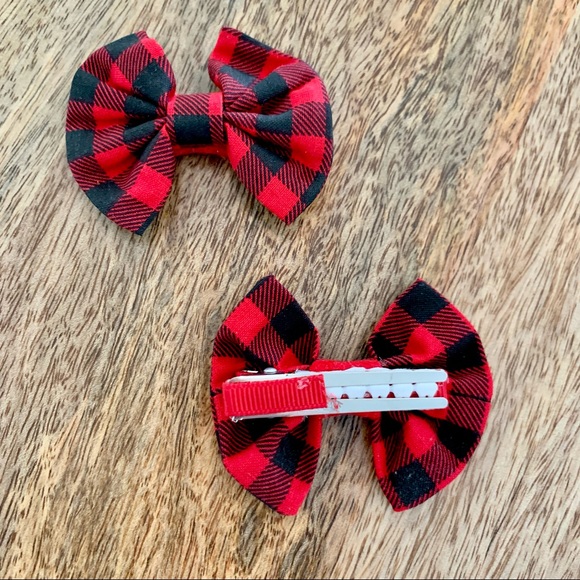 | itslove littles handmade buffalo check mini ribbon hair clips | - Picture 5 of 5
